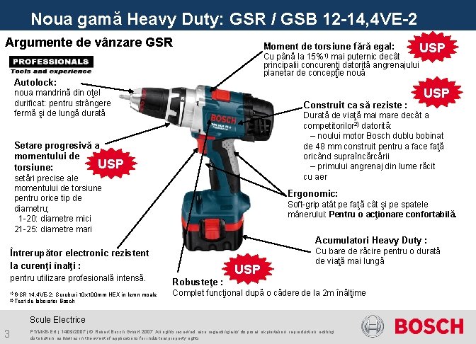 Noua gamă Heavy Duty: GSR / GSB 12 -14, 4 VE-2 Argumente de vânzare