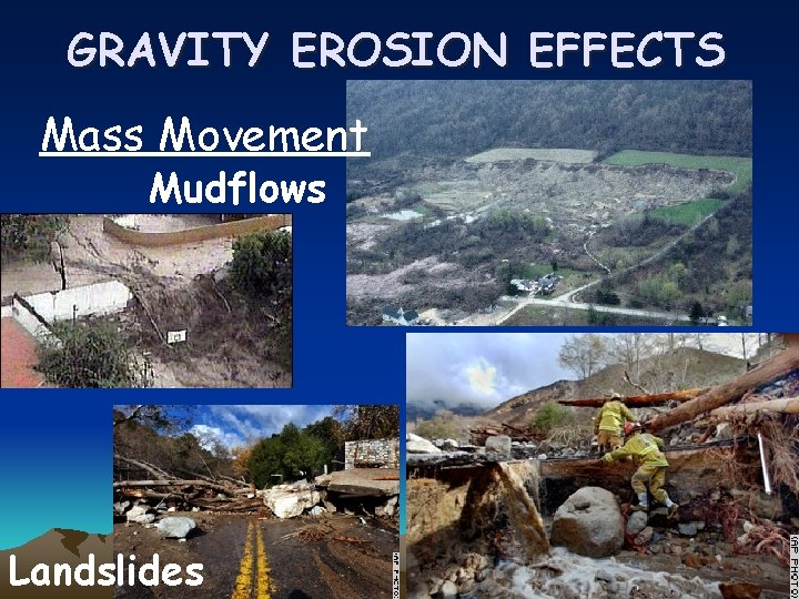 GRAVITY EROSION EFFECTS Mass Movement Mudflows Landslides 