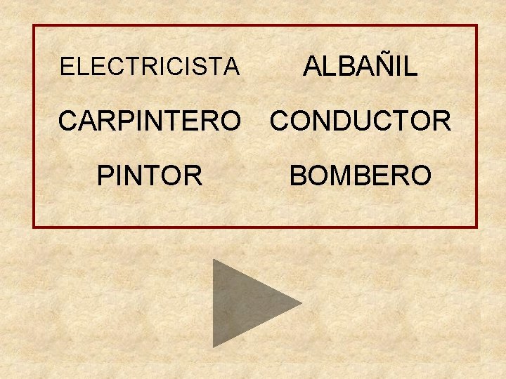 ELECTRICISTA ALBAÑIL CARPINTERO CONDUCTOR PINTOR BOMBERO MAYOR TRABAJADOR TURISTA 