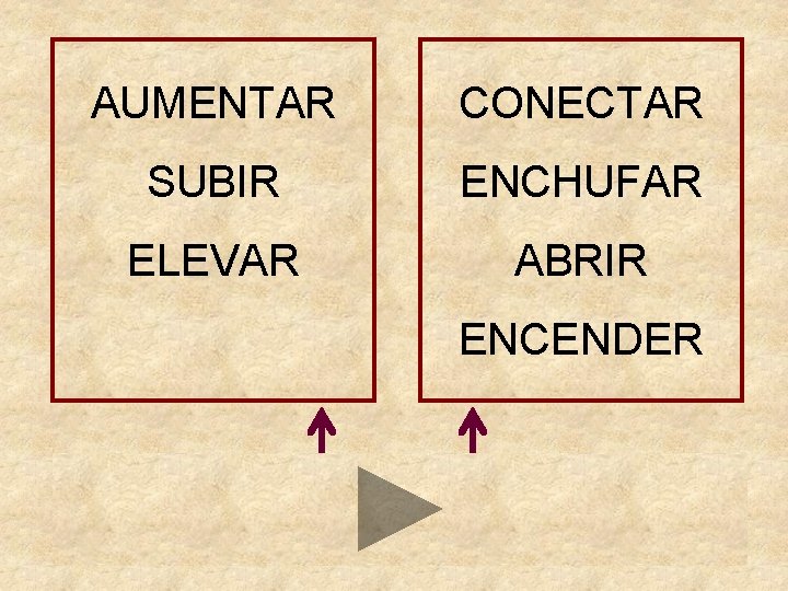 AUMENTAR CONECTAR SUBIR ENCHUFAR ELEVAR ABRIR ENCENDER 