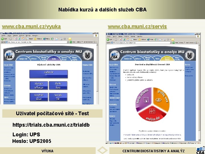Nabídka kurzů a dalších služeb CBA www. cba. muni. cz/vyuka www. cba. muni. cz/servis