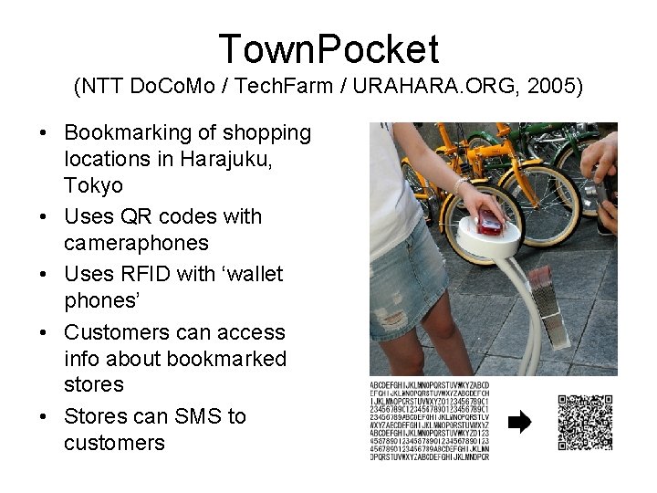 Town. Pocket (NTT Do. Co. Mo / Tech. Farm / URAHARA. ORG, 2005) •