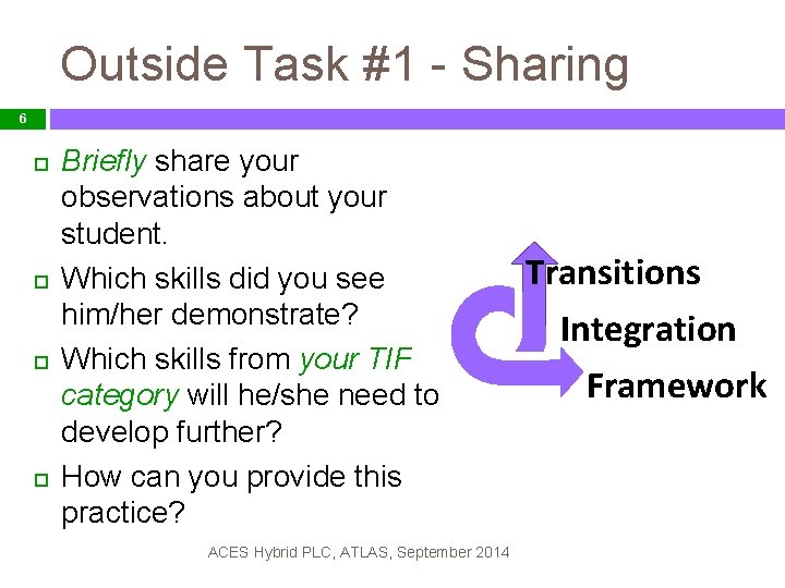 Outside Task #1 - Sharing 6 Briefly share your observations about your student. Which