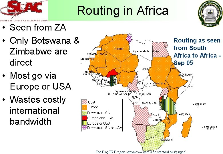 Routing in Africa • Seen from ZA • Only Botswana & Zimbabwe are direct