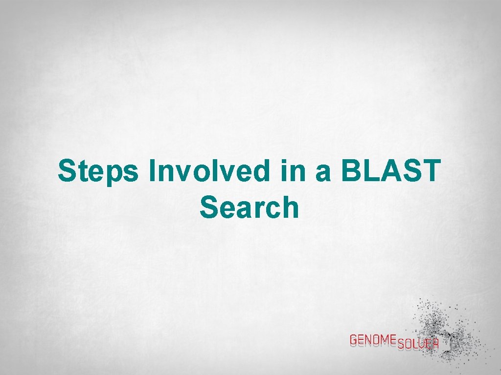 Steps Involved in a BLAST Search 