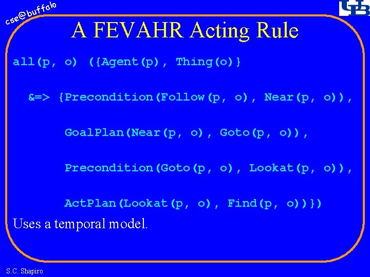 fa buf @ cse lo A FEVAHR Acting Rule all(p, o) ({Agent(p), Thing(o)} &=>