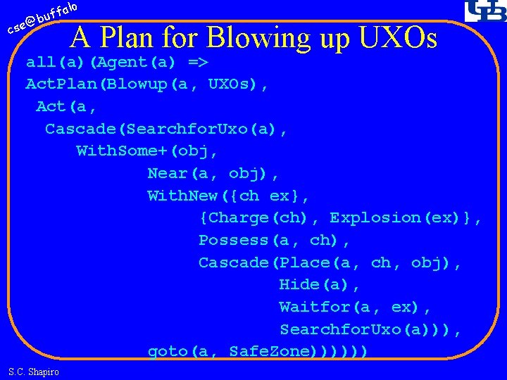 fa buf @ cse lo A Plan for Blowing up UXOs all(a)(Agent(a) => Act.