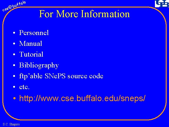 fa buf @ cse • • • lo For More Information Personnel Manual Tutorial