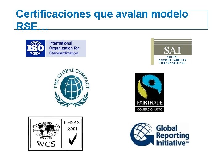 Certificaciones que avalan modelo RSE… 