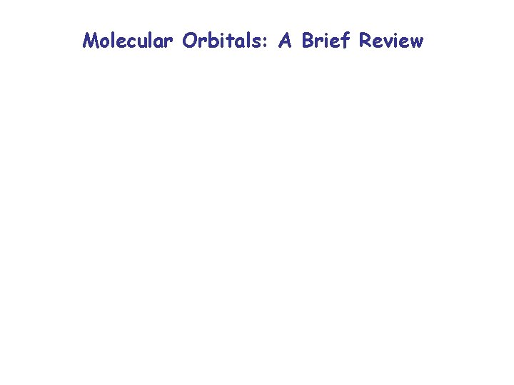 Molecular Orbitals: A Brief Review 
