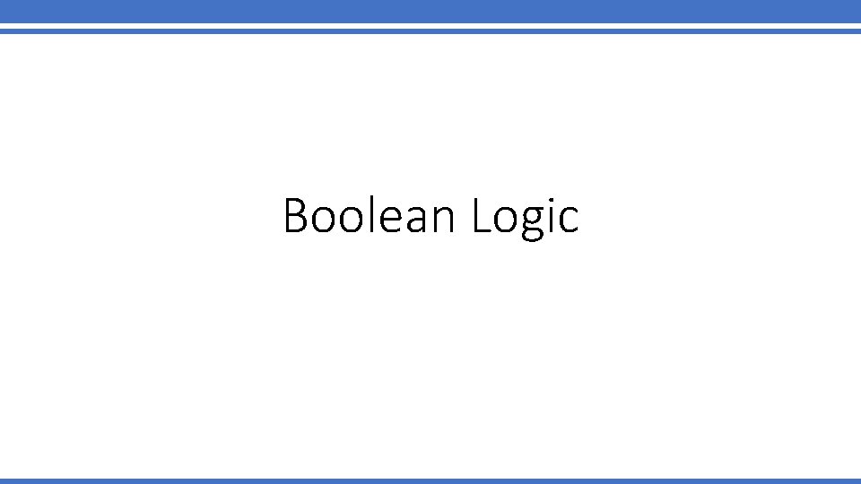 Boolean Logic 