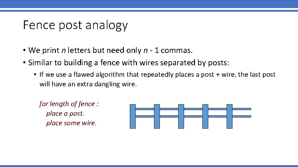 Fence post analogy • We print n letters but need only n - 1