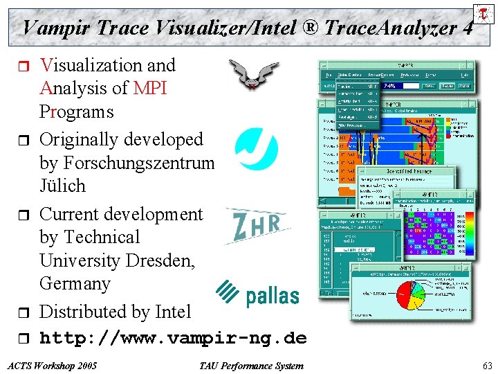 Vampir Trace Visualizer/Intel ® Trace. Analyzer 4 r r r Visualization and Analysis of