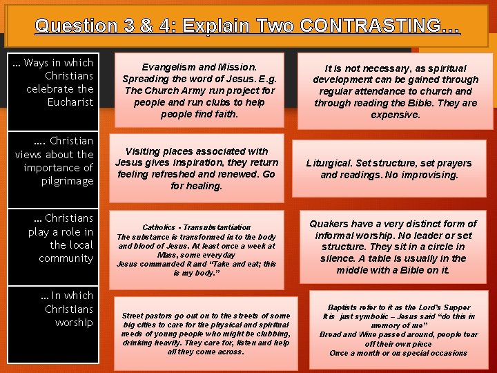 Question 33&&4: 4: Explain Two CONTRASTING… Question Explain Two (MATCH UP) … Ways in
