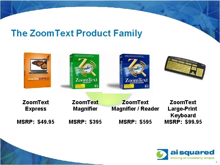 The Zoom. Text Product Family Zoom. Text Express Zoom. Text Magnifier / Reader MSRP: