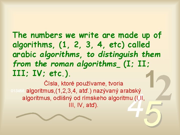 The numbers we write are made up of algorithms, (1, 2, 3, 4, etc)