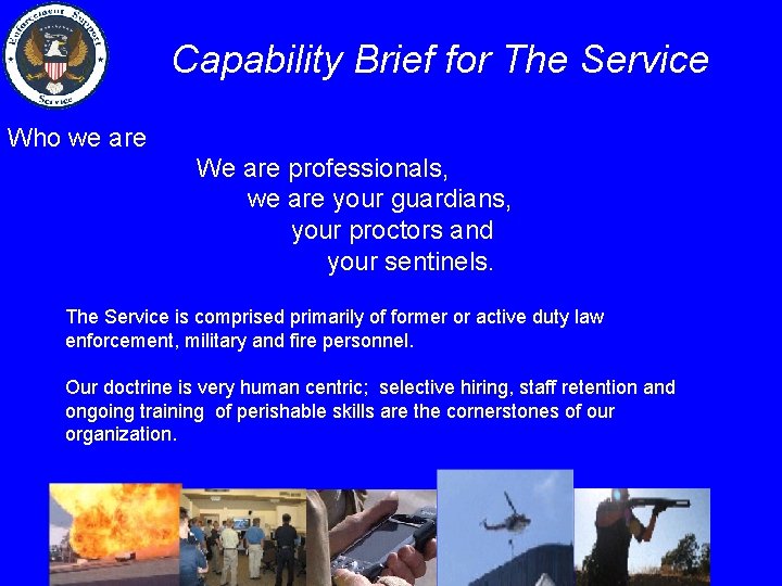 Capability Brief for The Service Who we are We are professionals, we are your