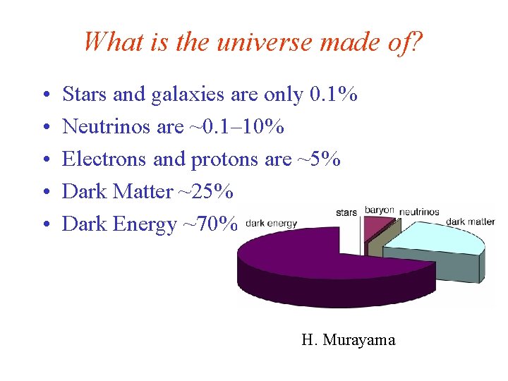 What is the universe made of? • • • Stars and galaxies are only
