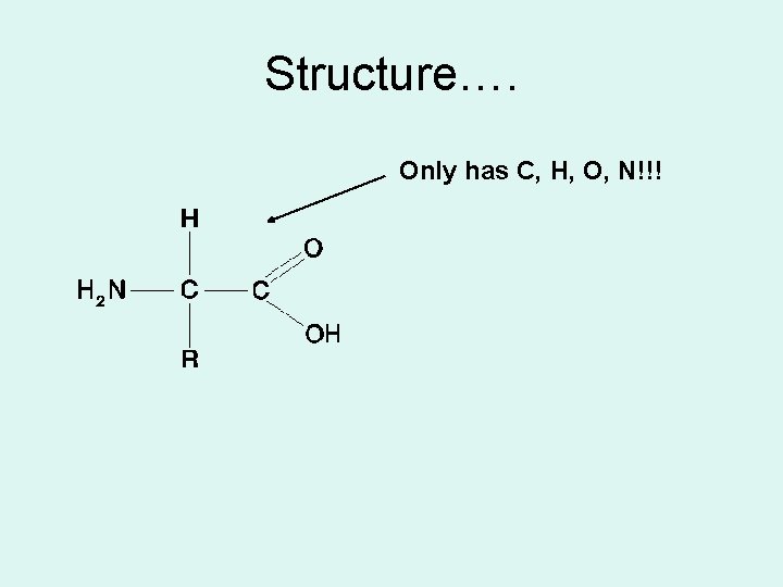 Structure…. Only has C, H, O, N!!! 
