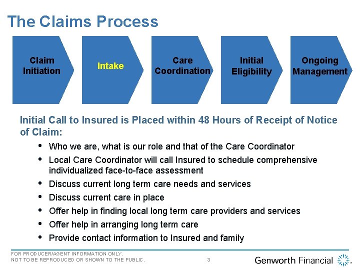 Overview The Claims Process Claim Initiation Intake Care Coordination Initial Eligibility Ongoing Management Initial