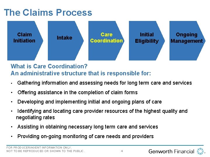 Overview The Claims Process Claim Initiation Intake Care Coordination Initial Eligibility Ongoing Management What