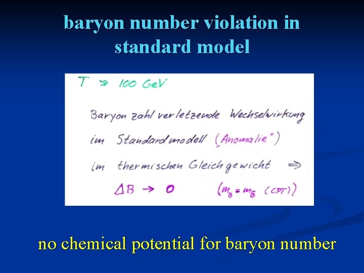 baryon number violation in standard model no chemical potential for baryon number 