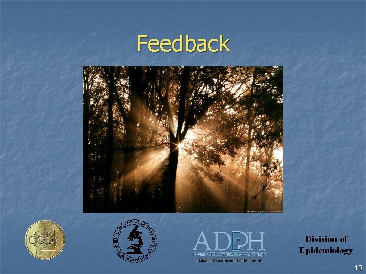 Feedback Division of Epidemiology 15 