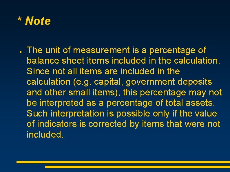 * Note ● The unit of measurement is a percentage of balance sheet items