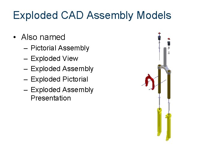 Exploded CAD Assembly Models • Also named – – – Pictorial Assembly Exploded View