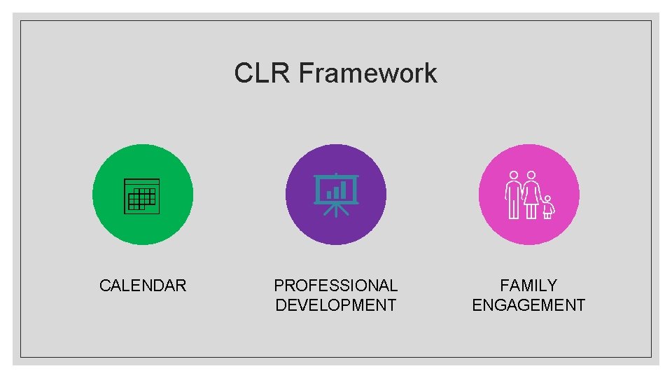 CLR Framework CALENDAR PROFESSIONAL DEVELOPMENT FAMILY ENGAGEMENT 