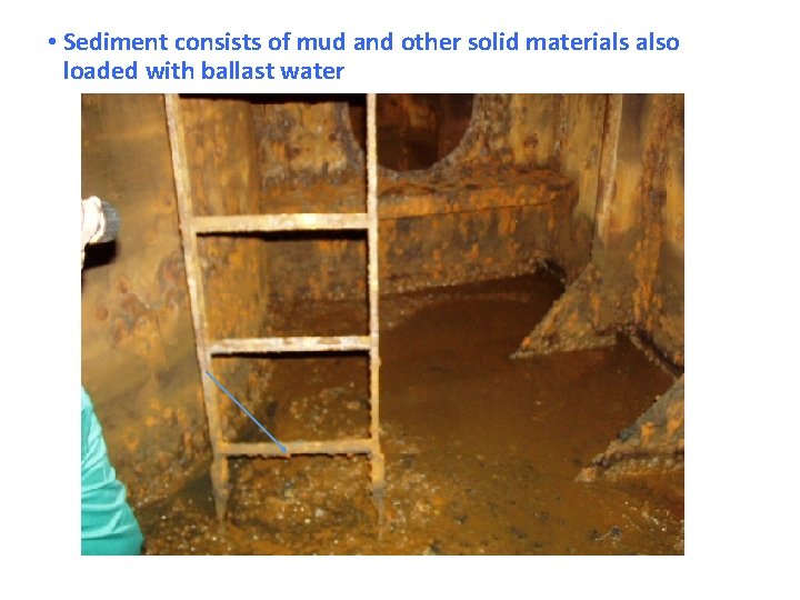  • Sediment consists of mud and other solid materials also loaded with ballast