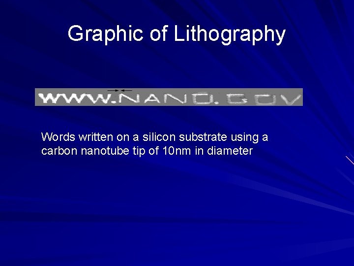 Graphic of Lithography Words written on a silicon substrate using a carbon nanotube tip