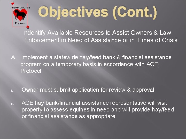 Objectives (Cont. ) Indentify Available Resources to Assist Owners & Law Enforcement in Need