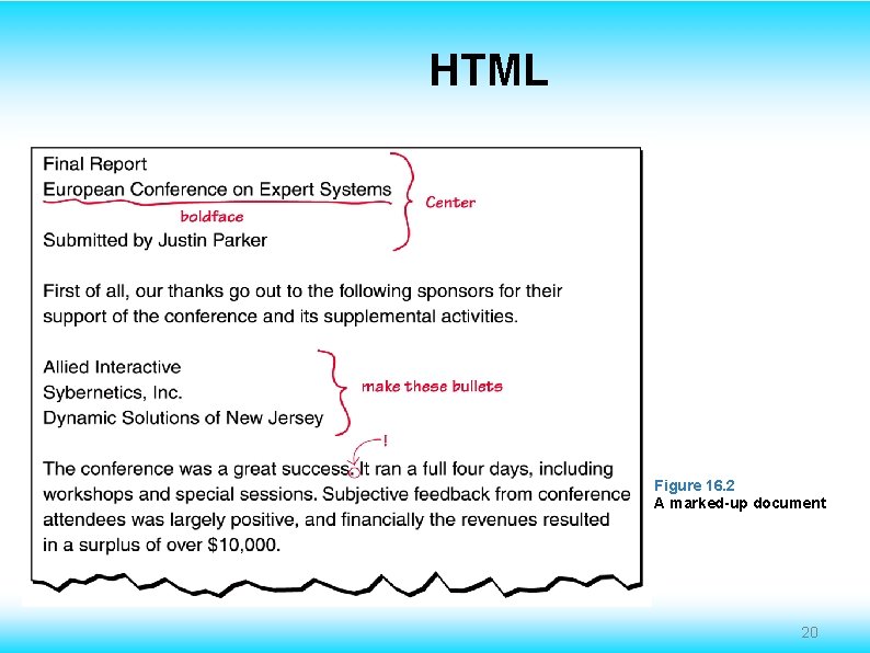 HTML Figure 16. 2 A marked-up document 20 