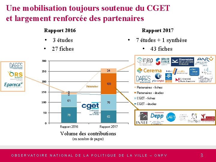 Une mobilisation toujours soutenue du CGET et largement renforcée des partenaires Rapport 2016 Rapport