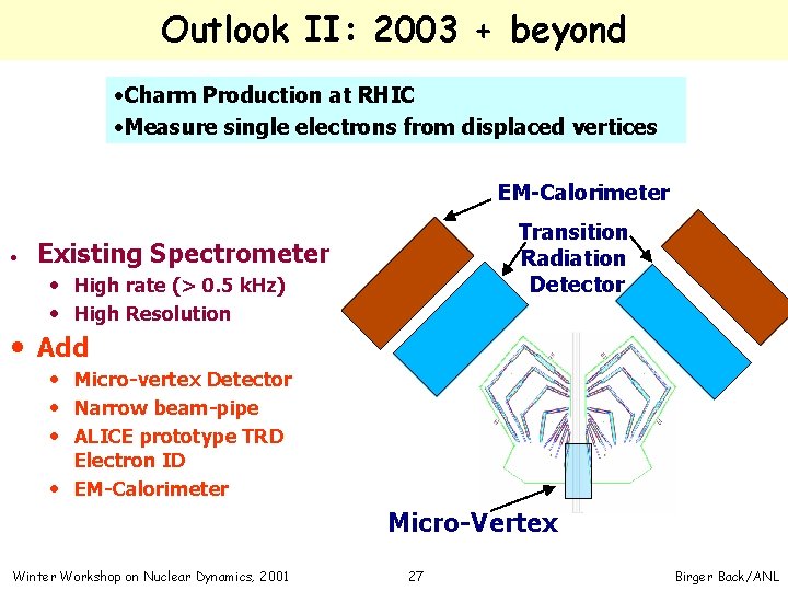 Outlook II: 2003 + beyond • Charm Production at RHIC • Measure single electrons