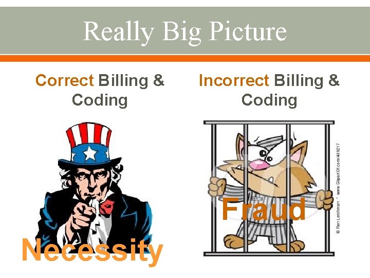 Really Big Picture Correct Billing & Coding Incorrect Billing & Coding Fraud Necessity 