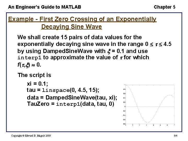 An Engineer’s Guide to MATLAB Chapter 5 Example - First Zero Crossing of an
