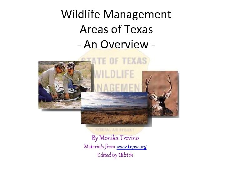 Wildlife Management Areas of Texas - An Overview - By Monika Trevino Materials from