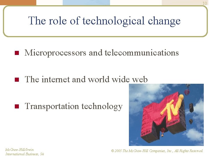 10 The role of technological change n Microprocessors and telecommunications n The internet and