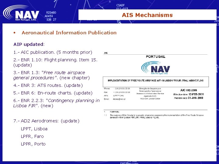 AIS Mechanisms • Aeronautical Information Publication AIP updated: 1. - AIC publication. (5 months