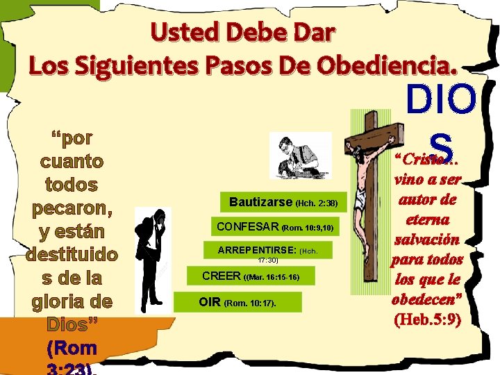 Usted Debe Dar Los Siguientes Pasos De Obediencia. “por cuanto todos pecaron, y están Usted Debe Dar Los Siguientes Pasos De Obediencia. “por cuanto todos pecaron, y están