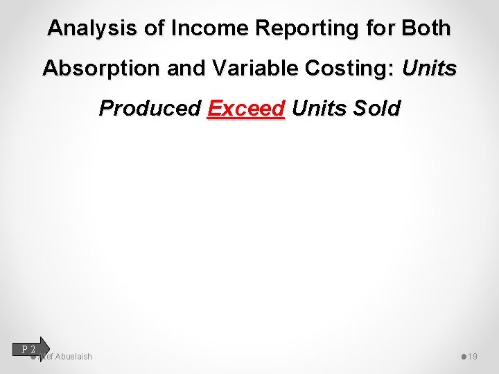 Analysis of Income Reporting for Both Absorption and Variable Costing: Units Produced Exceed Units
