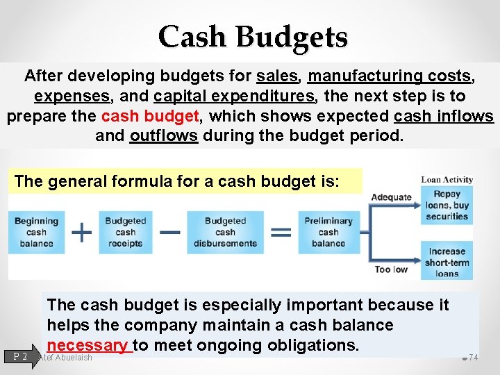 Cash Budgets After developing budgets for sales, manufacturing costs, expenses, and capital expenditures, the