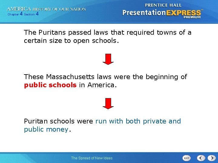 Chapter 4 Section 4 The Puritans passed laws that required towns of a certain