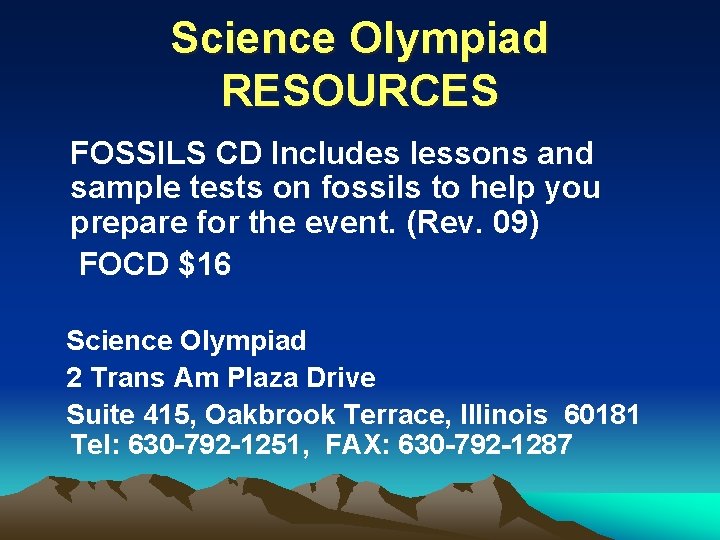 Science Olympiad RESOURCES FOSSILS CD Includes lessons and sample tests on fossils to help