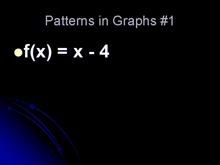 Patterns in Graphs #1 lf(x) =x-4 
