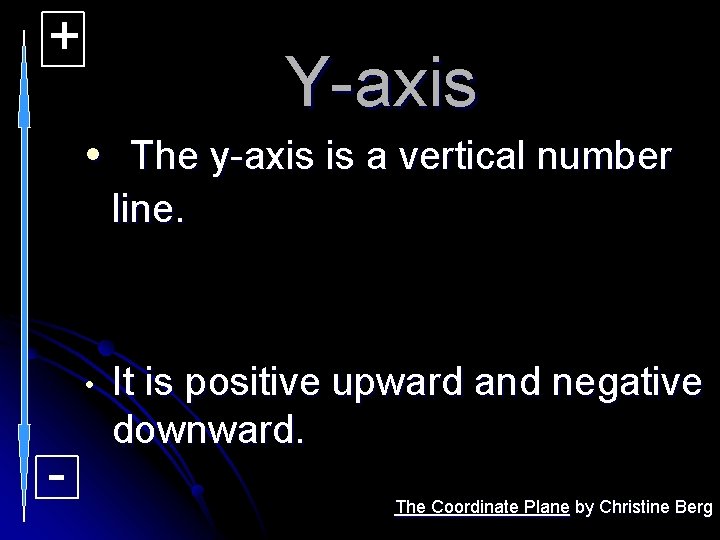 + Y-axis • The y-axis is a vertical number line. • - It is