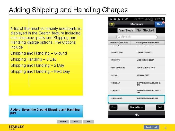 Adding Shipping and Handling Charges A list of the most commonly used parts is