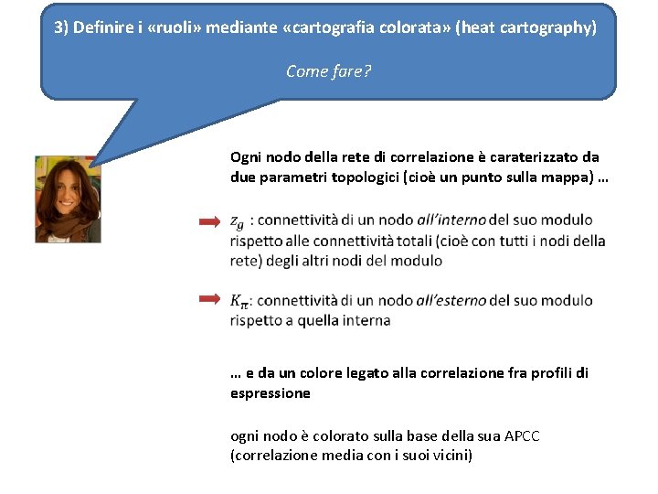 3) Definire i «ruoli» mediante «cartografia colorata» (heat cartography) Come fare? Ogni nodo della